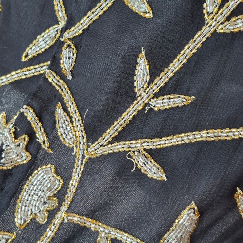 Vintage Beaded Silk Laurence Kazar Evening Top Gold Glam Maximalist Costume Sz L - Picture 12 of 12
